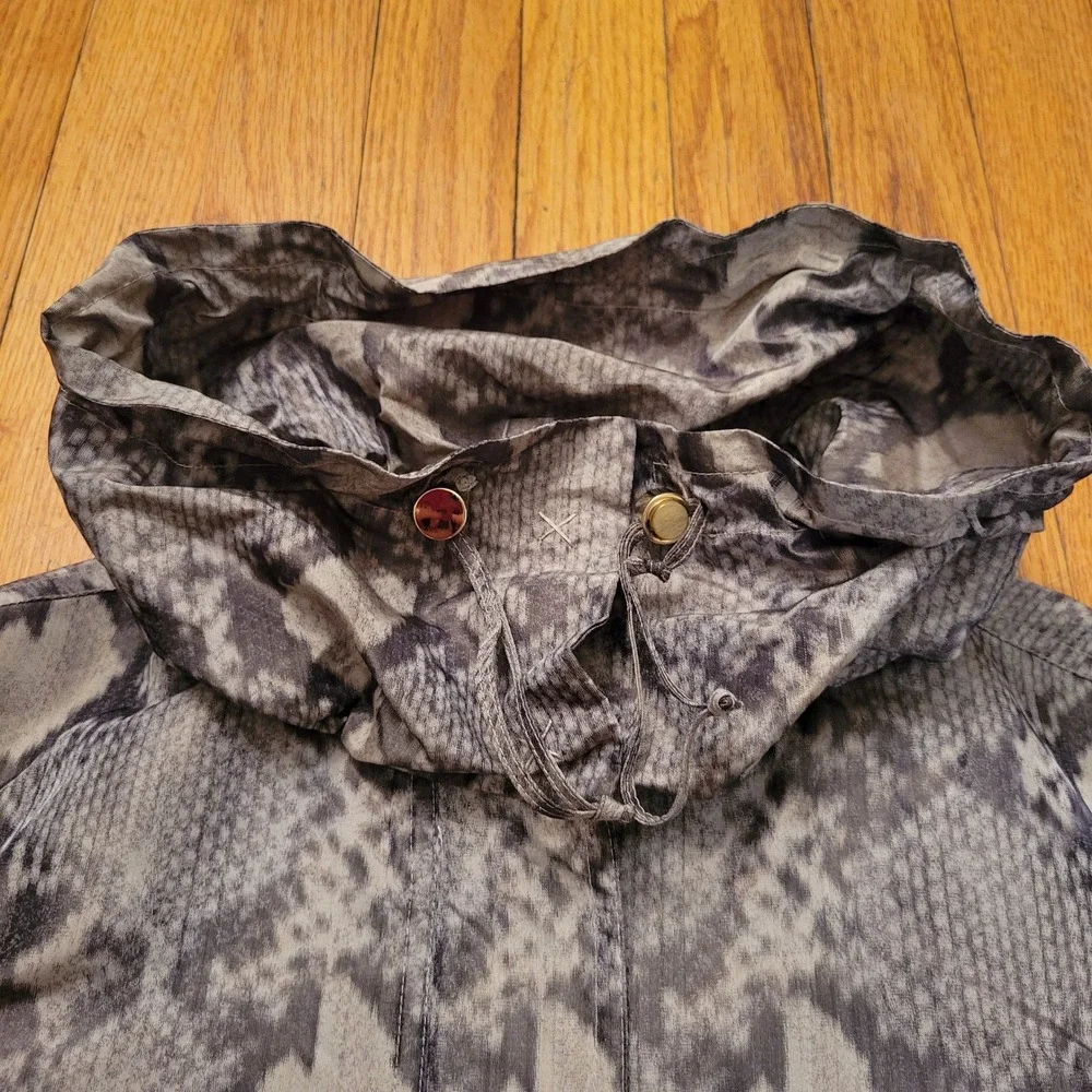 St John‎ Gray Snakeskin Print Utility Jacket Sport Gray S Windbreaker Anorak